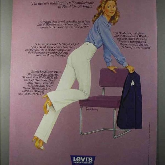 Levi’s Vintage Bend Over Pants Women’s 26 •‎ 1970s High Waist Trousers Blue - Picture 7 of 7